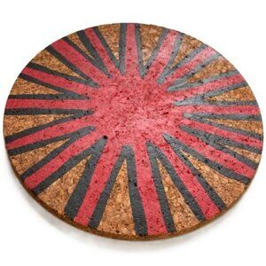 Cork Trivet Boho Bohemian Chic Hand Painted Round 7.5 inch Diameter
